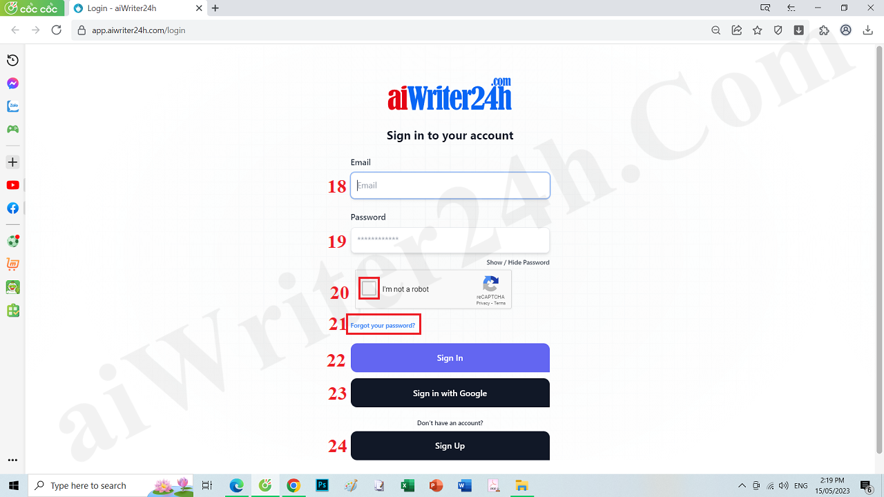 How to login into aiWriter24h.com?